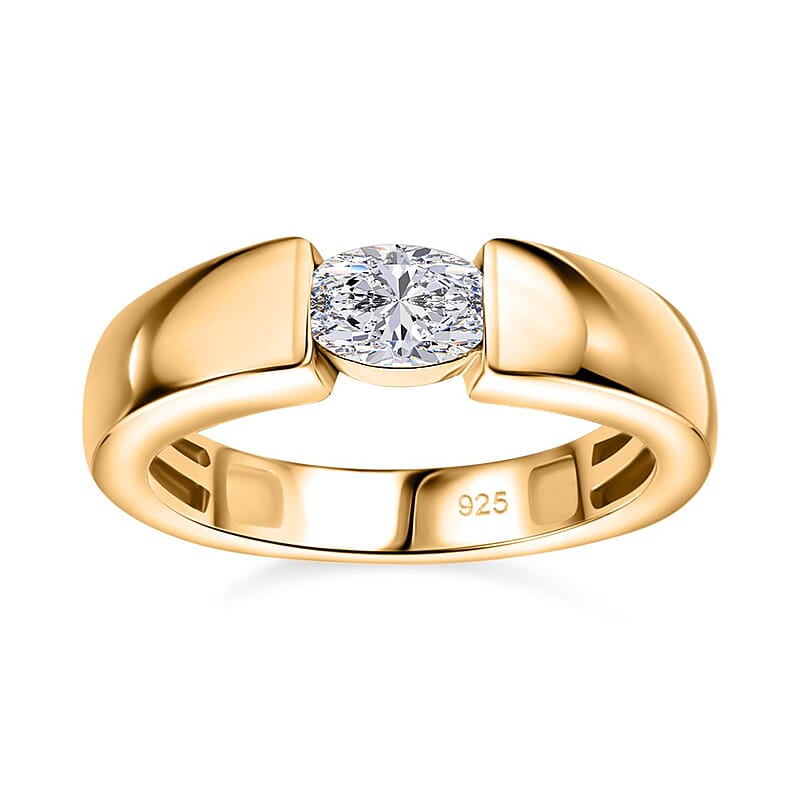 Moissanite 0.45 ctw Ring in Vermeil YG Over Sterling Silver (Size 6.5)