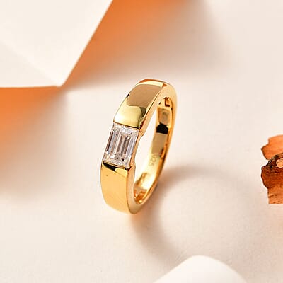 Moissanite 0.70 ctw Ring in Vermeil YG Over Sterling Silver (Size 11.5)