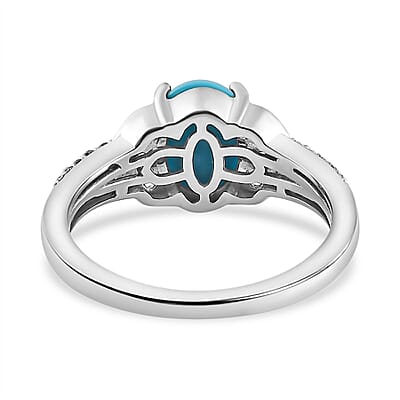 Sleeping Beauty Turquoise and Multi Gemstone Ring in Platinum Over Sterling Silver (Size 10.0) 2.00 ctw