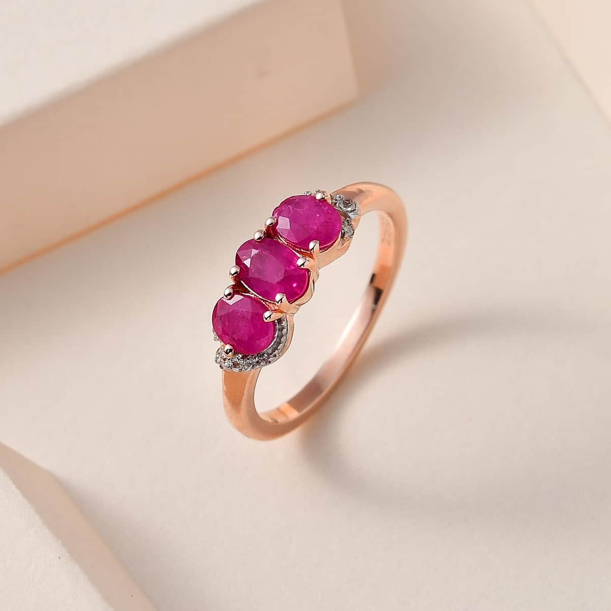 Premium Montepuez Ruby and Multi Gemstone Ring in Vermeil Rose Gold Over Sterling Silver (Size 10.0) 1.40 ctw image number 1