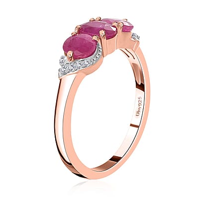 Premium Montepuez Ruby and Multi Gemstone Ring in Vermeil Rose Gold Over Sterling Silver (Size 10.0) 1.40 ctw