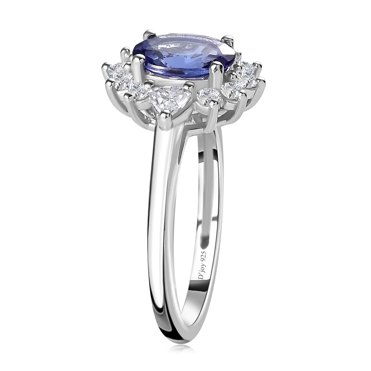 AAA Tanzanite and Moissanite Ring in Platinum Over Sterling Silver (Size 6.0) 1.50 ctw image number 3