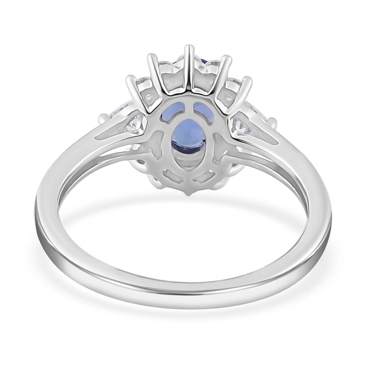 AAA Tanzanite and Moissanite Ring in Platinum Over Sterling Silver (Size 6.0) 1.50 ctw image number 4