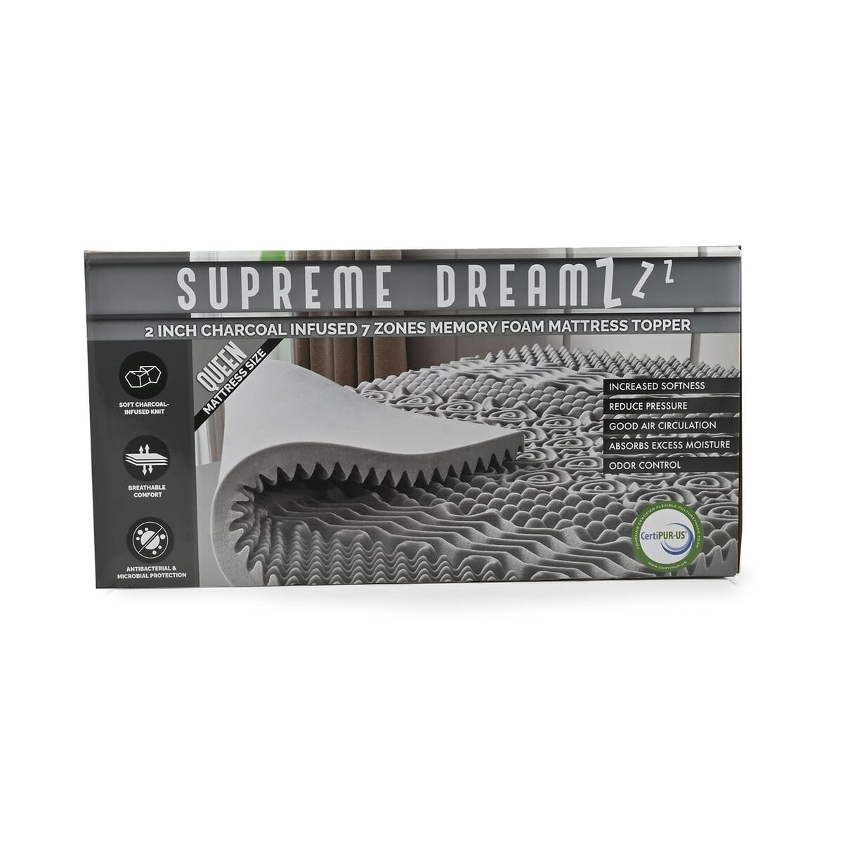 Supreme Dreamz 2 In Aloe Vera 7 Zone Memory Foam Mattress Topper - King image number 3