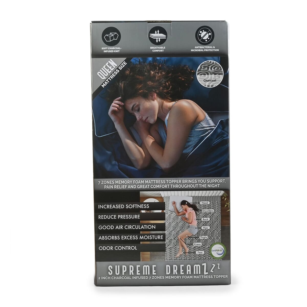 Supreme Dreamz 2 In Aloe Vera 7 Zone Memory Foam Mattress Topper - King image number 6