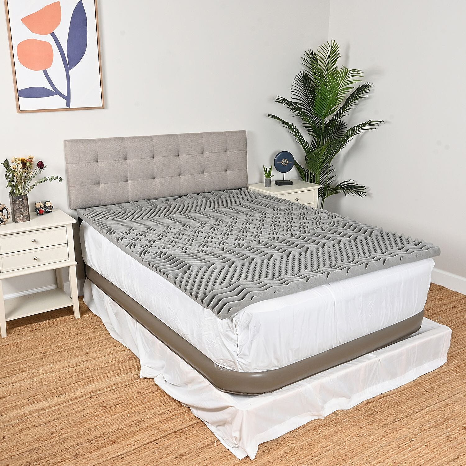 Supreme Dreamz 2 Inch Charcoal 7 Zone Memory Foam Mattress Topper Queen