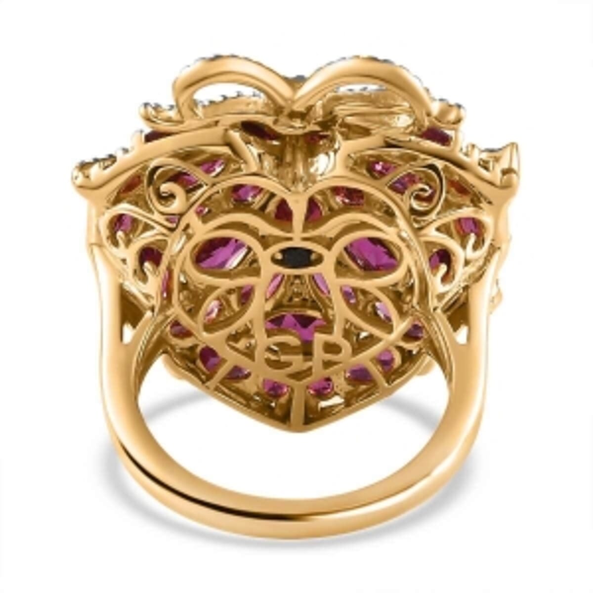 Orissa Rhodolite Garnet and Multi Gemstone 9.29 ctw Fancy Ring in Vermeil Yellow Gold Over Sterling Silver (Size 8) image number 5