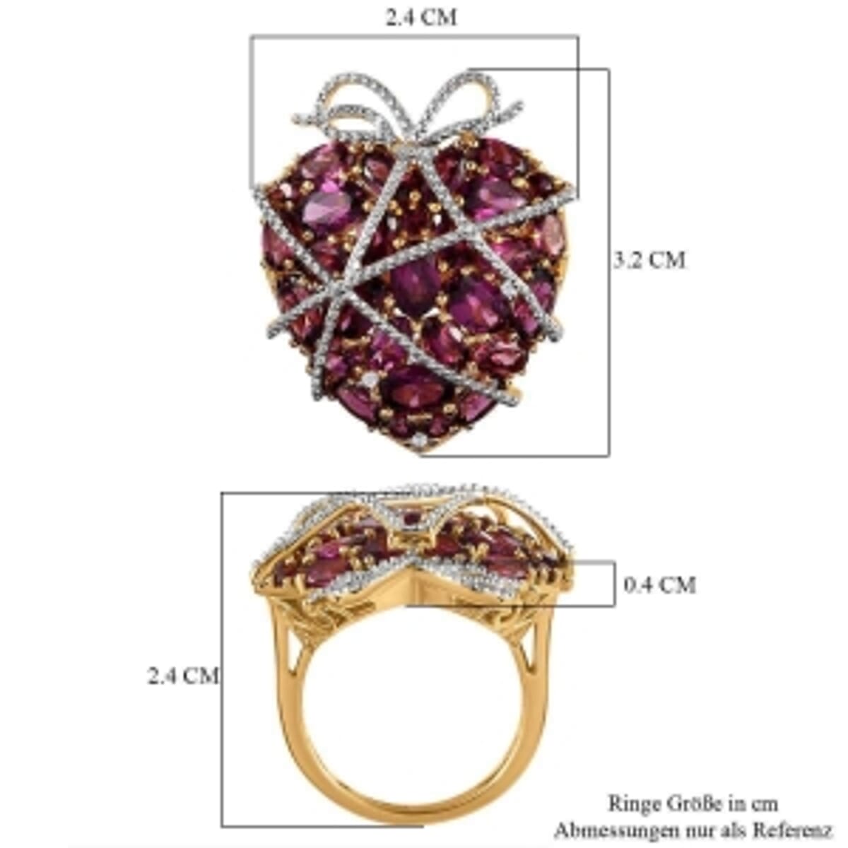 Orissa Rhodolite Garnet and Multi Gemstone 9.29 ctw Fancy Ring in Vermeil Yellow Gold Over Sterling Silver (Size 8) image number 6