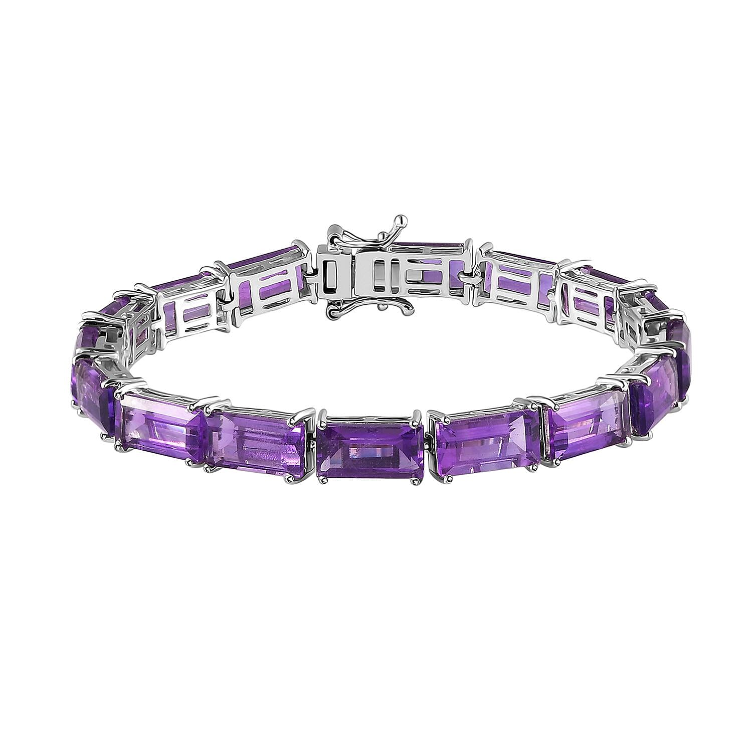 African Amethyst Tennis Bracelet in Platinum Over Sterling Silver (6.50 In) 26.25 ctw