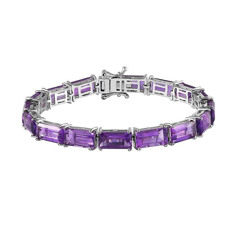 African Amethyst Tennis Bracelet in Platinum Over Sterling Silver (6.50 In) 26.25 ctw