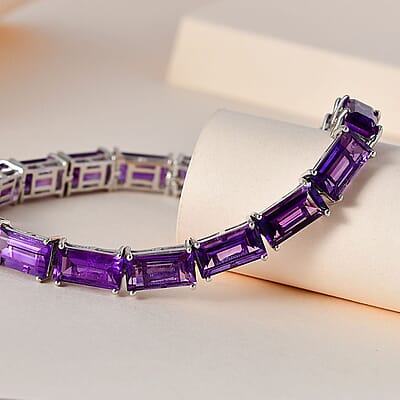 African Amethyst Tennis Bracelet in Platinum Over Sterling Silver (6.50 In) 26.25 ctw