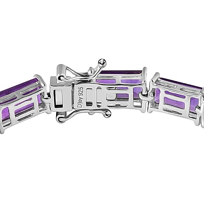 African Amethyst Tennis Bracelet in Platinum Over Sterling Silver (6.50 In) 26.25 ctw