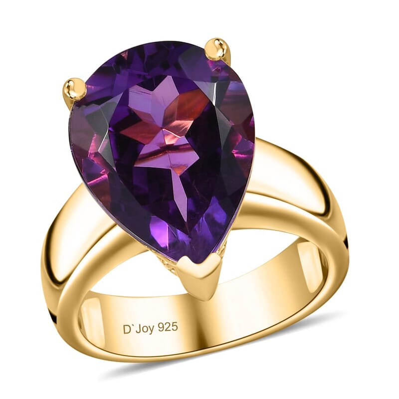 African Amethyst 10.50 ctw Solitaire Ring in Vermeil Yellow Gold Over Sterling Silver (Size 10.0)