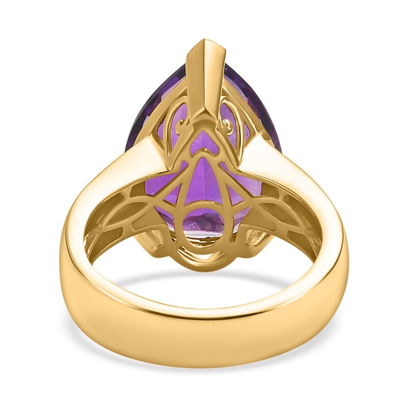 African Amethyst 10.50 ctw Solitaire Ring in Vermeil Yellow Gold Over Sterling Silver (Size 10.0)