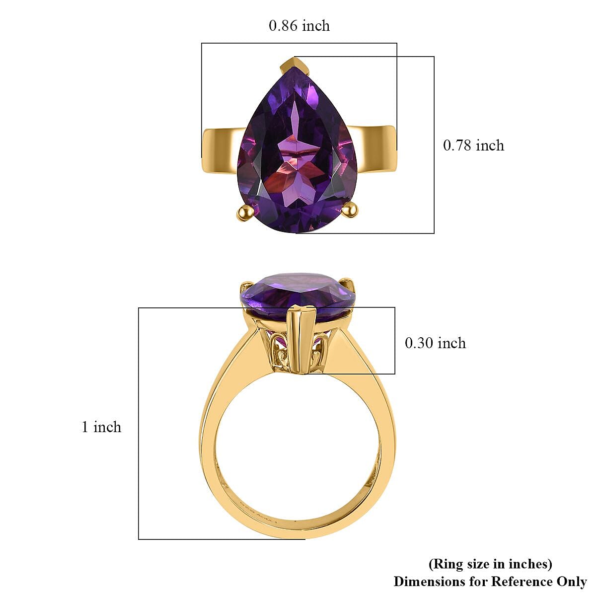 African Amethyst 10.50 ctw Solitaire Ring in Vermeil Yellow Gold Over Sterling Silver (Size 10.0)