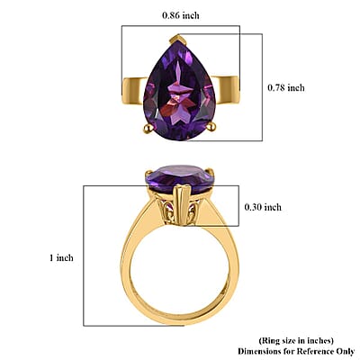 African Amethyst 10.50 ctw Solitaire Ring in Vermeil Yellow Gold Over Sterling Silver (Size 10.0)
