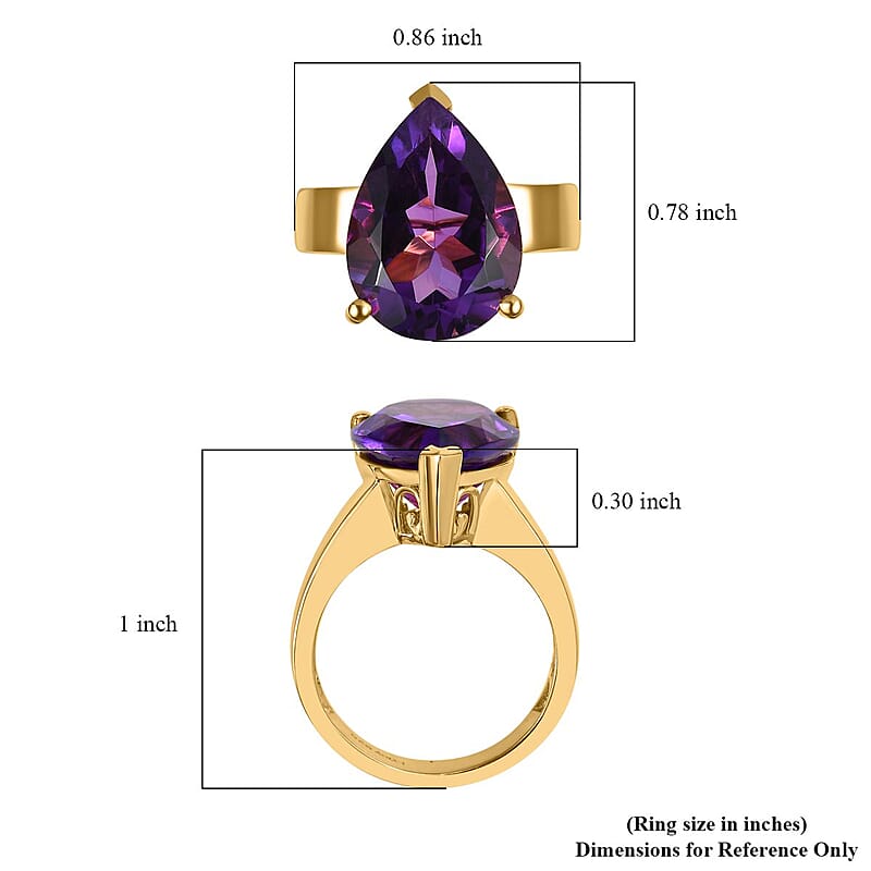 African Amethyst 10.50 ctw Solitaire Ring in Vermeil Yellow Gold Over Sterling Silver (Size 10.0)