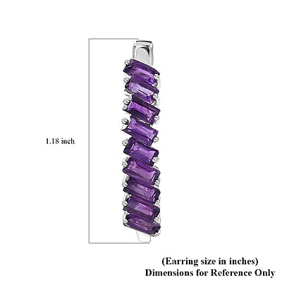 African Amethyst Hoop Earrings in Platinum Over Sterling Silver 3.60 ctw