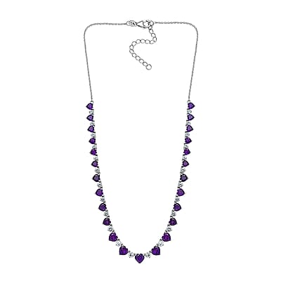 D'Joy African Amethyst and White Zircon Necklace 18 Inches in Platinum Over Sterling Silver 21.40 ctw