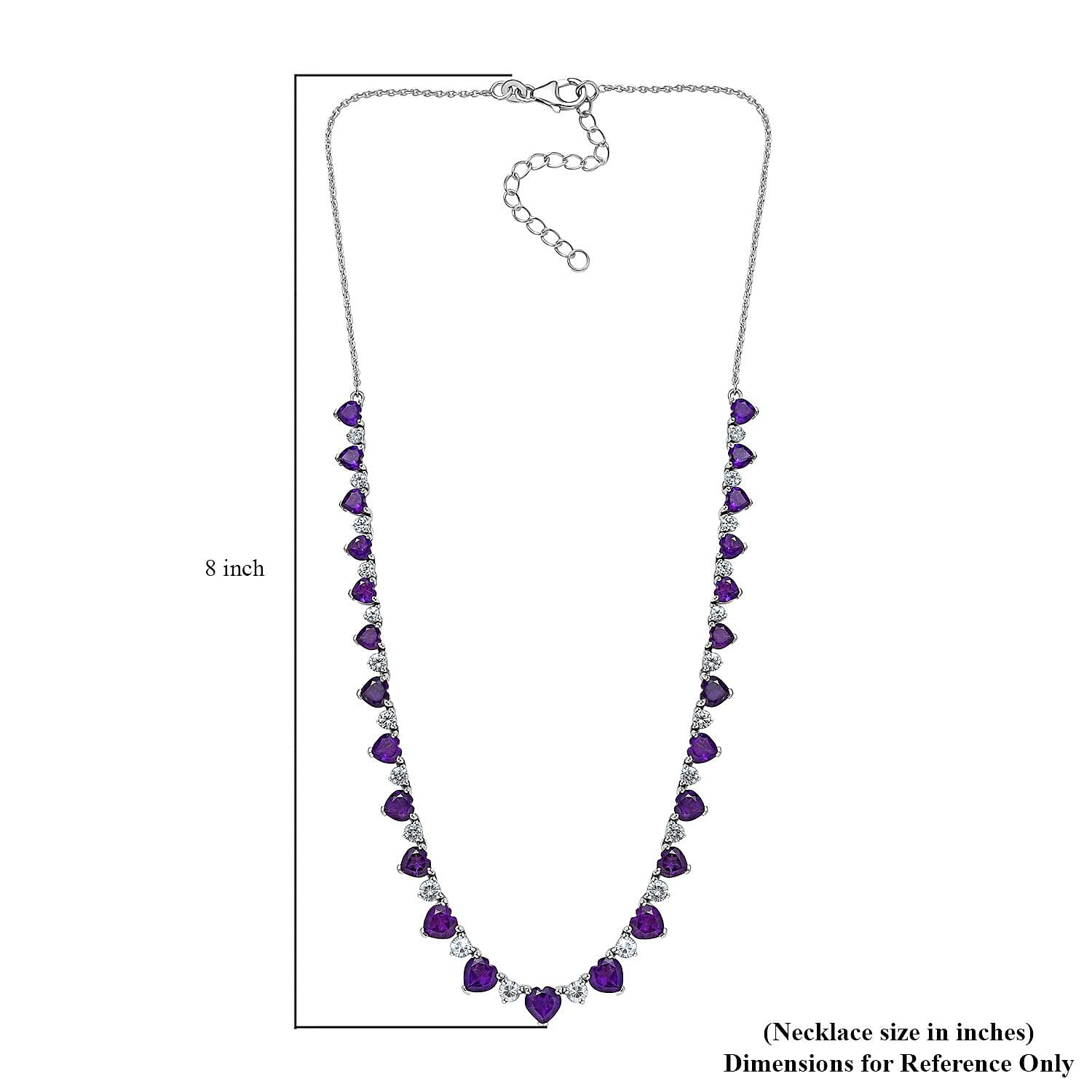 D'Joy African Amethyst and White Zircon Necklace 18 Inches in Platinum Over Sterling Silver 21.40 ctw
