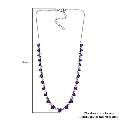 D'Joy African Amethyst and White Zircon Necklace 18 Inches in Platinum Over Sterling Silver 21.40 ctw
