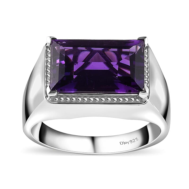 African Amethyst Men's Ring in Platinum Over Sterling Silver (Size 10.0) 9.35 ctw