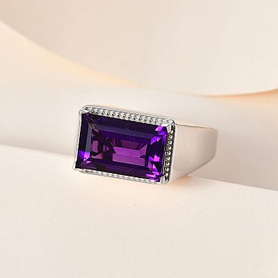African Amethyst Men's Ring in Platinum Over Sterling Silver (Size 10.0) 9.35 ctw