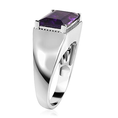 African Amethyst Men's Ring in Platinum Over Sterling Silver (Size 10.0) 9.35 ctw