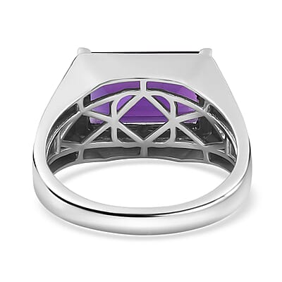 African Amethyst Men's Ring in Platinum Over Sterling Silver (Size 10.0) 9.35 ctw