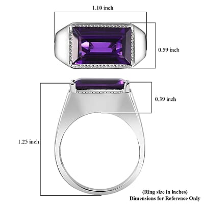 African Amethyst Men's Ring in Platinum Over Sterling Silver (Size 10.0) 9.35 ctw