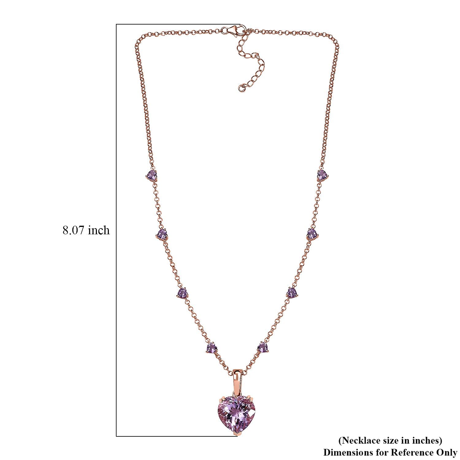 Rose De France Amethyst 17.25 ctw Heart Pendant Necklace 18 Inches in Vermeil Rose Gold Over Sterling Silver