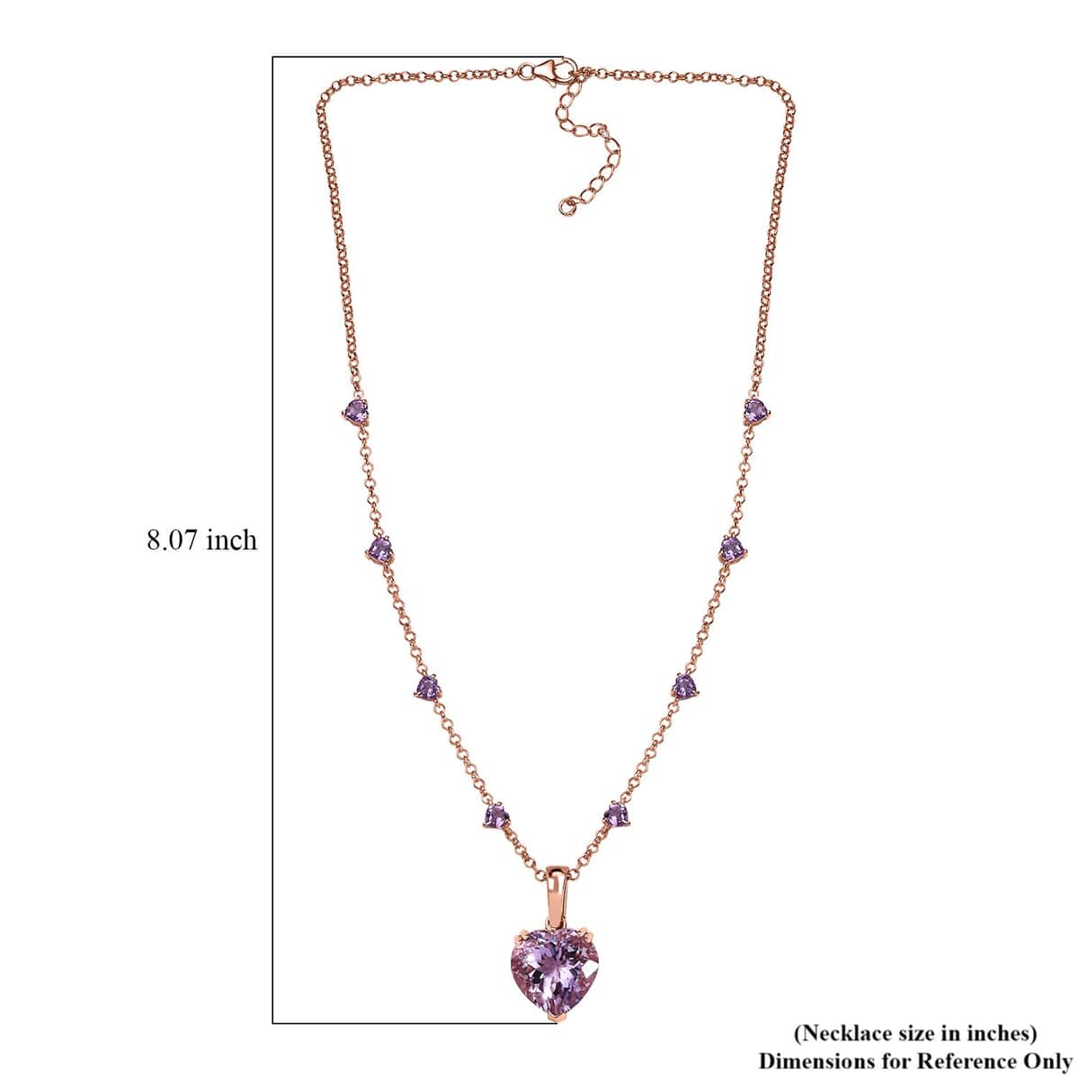 Rose De France Amethyst 17.25 ctw Heart Pendant Necklace 18 Inches in Vermeil Rose Gold Over Sterling Silver image number 4