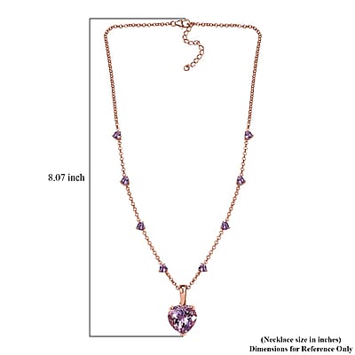 Rose De France Amethyst 17.25 ctw Heart Pendant Necklace 18 Inches in Vermeil Rose Gold Over Sterling Silver