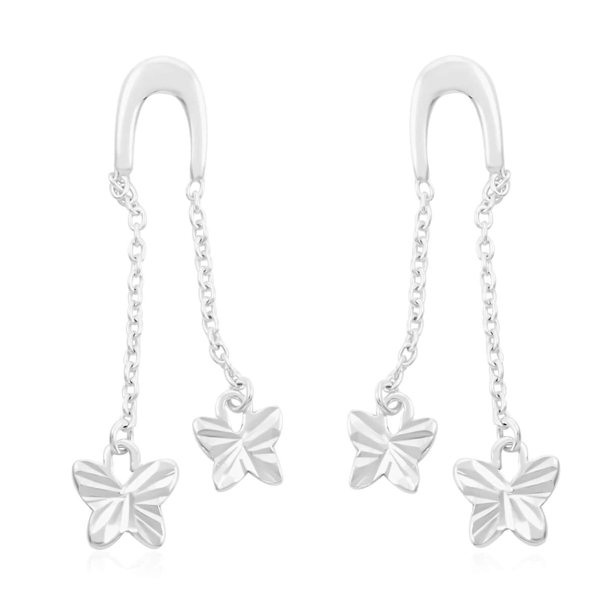 Sterling Silver Butterfly Dangle Earrings 1.60 Grams image number 0