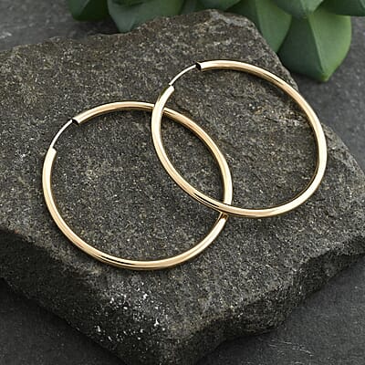 Italian 10K Yellow Gold Hoop Earrings 1.6 Grams