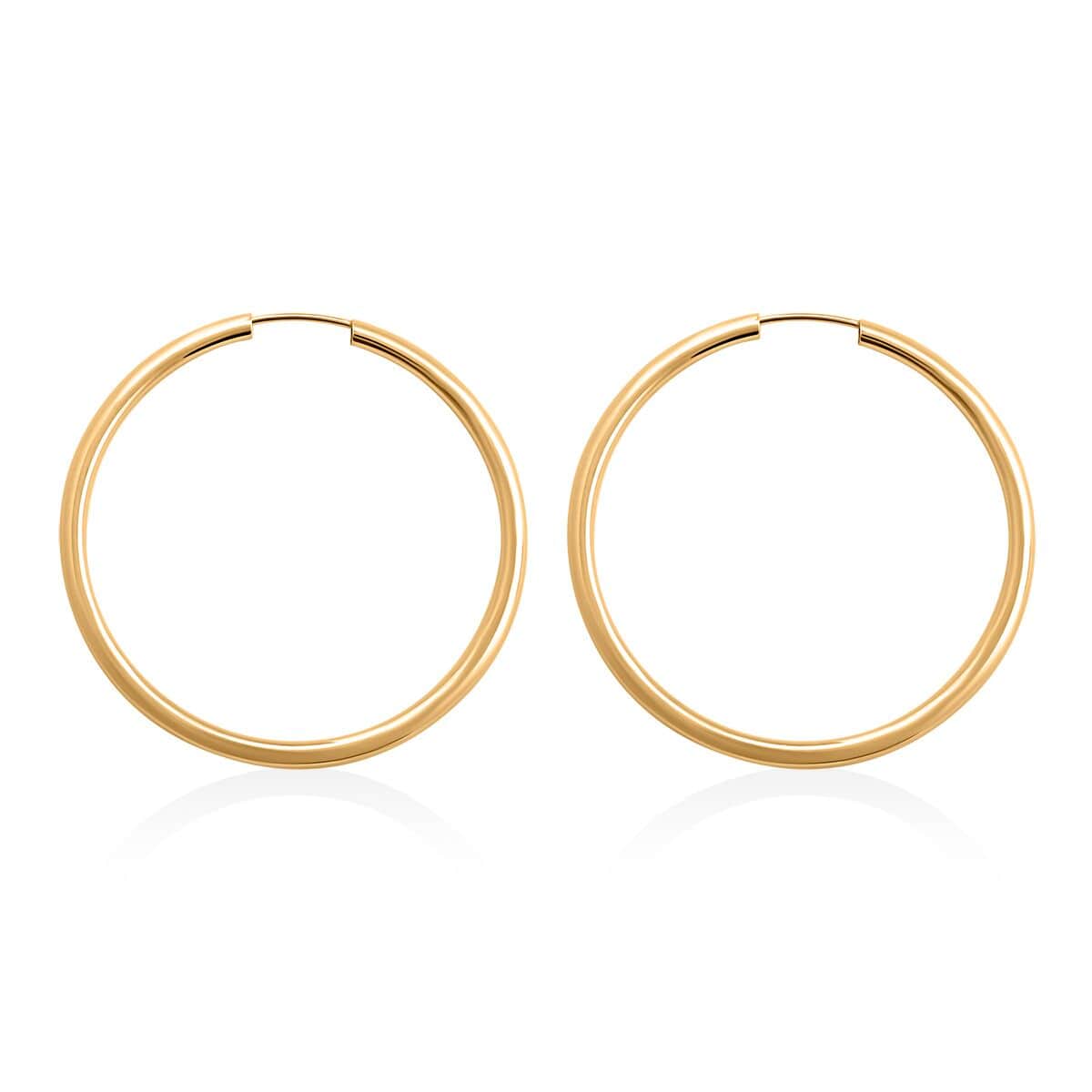 Italian 10K Yellow Gold Hoop Earrings 1.6 Grams image number 3