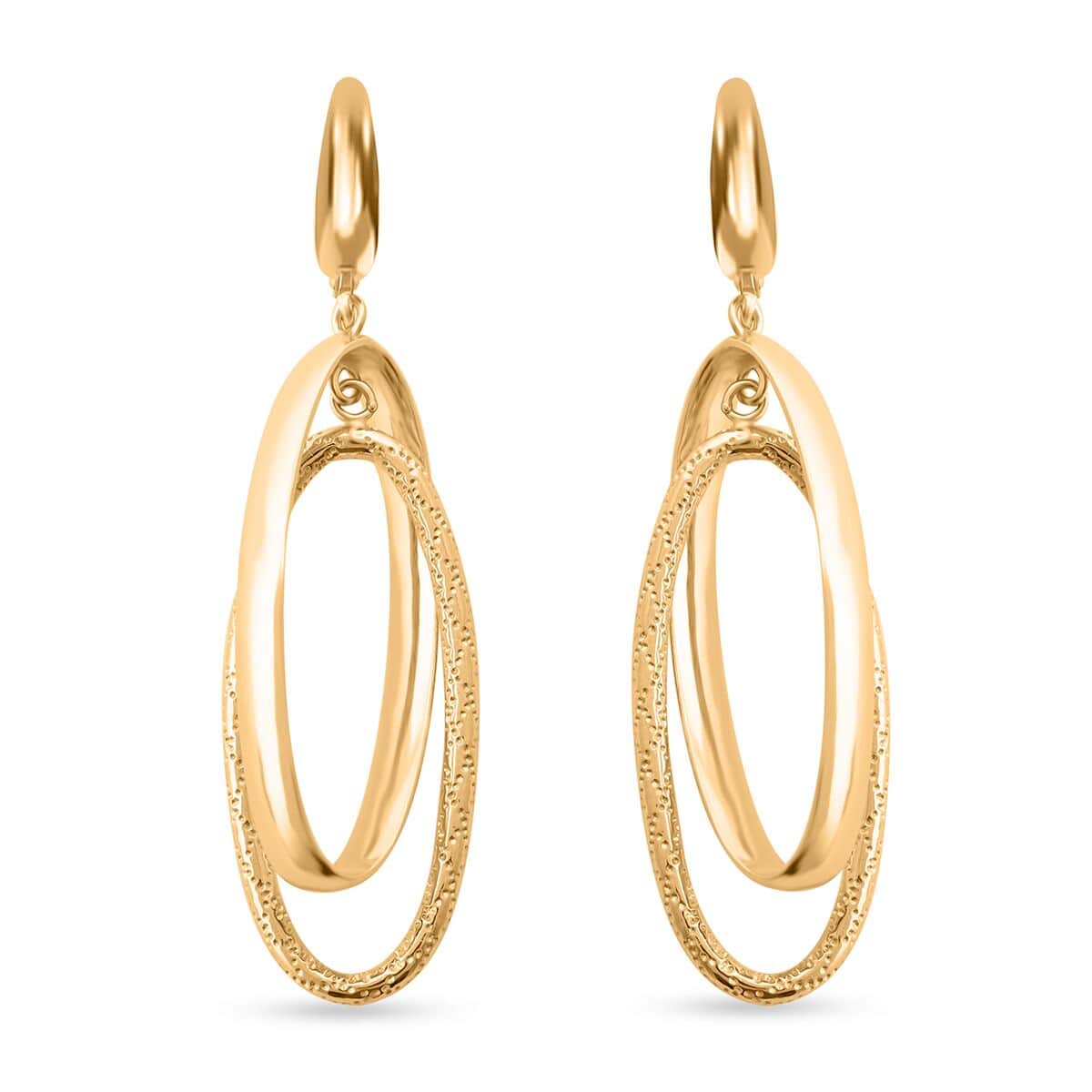 Italian 10K Yellow Gold Oval Drop Lever Back Earrings 3.40 Grams image number 0