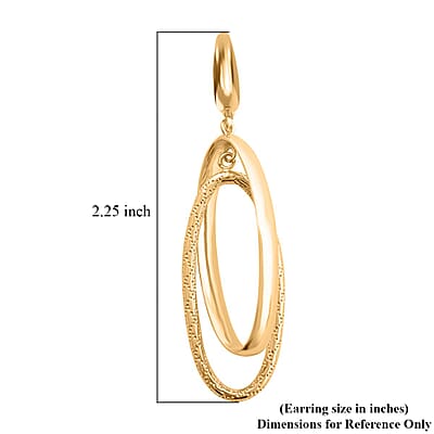 Italian 10K Yellow Gold Oval Drop Lever Back Earrings 3.40 Grams