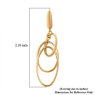 Italian 10K Yellow Gold Multi Layer Oval Drop Lever Back Earrings 2.70 Grams