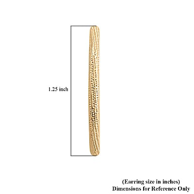 Italian 10K Yellow Gold Swirl Textured Hoop Earrings 1.30 Grams