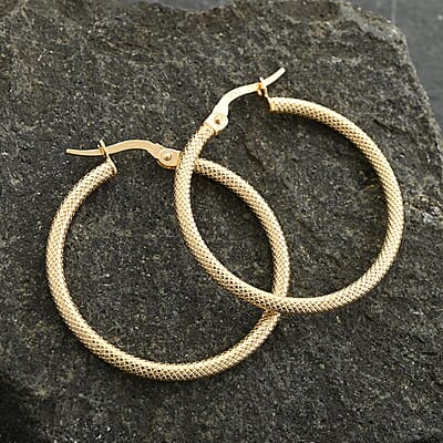 Italian 10K Yellow Gold Diamond-cut Hoop Earrings 1.35 Grams