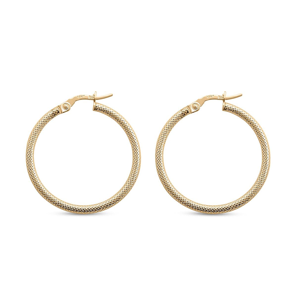 Italian 10K Yellow Gold Diamond-cut Hoop Earrings 1.35 Grams