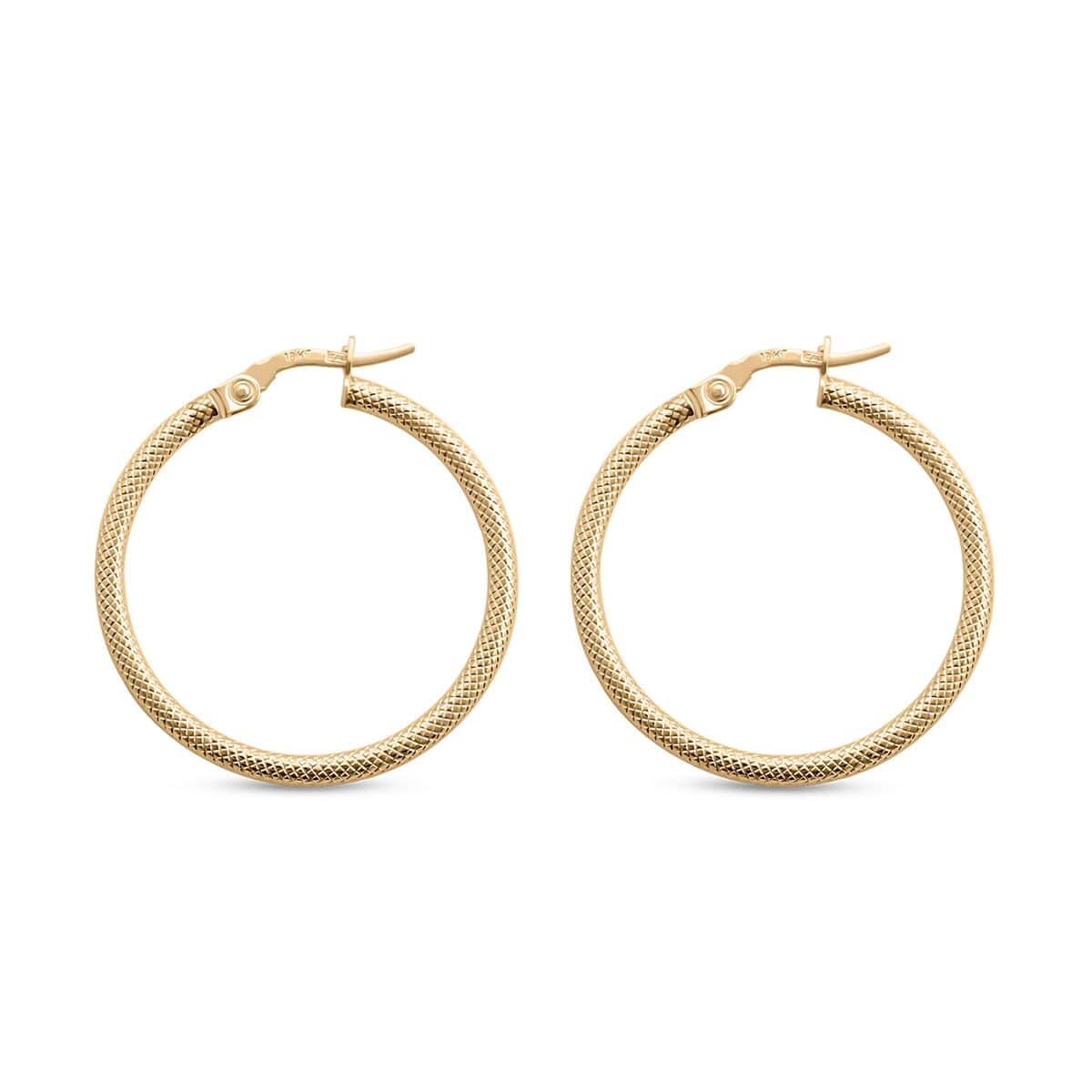 Italian 10K Yellow Gold Diamond-cut Hoop Earrings 1.35 Grams image number 3