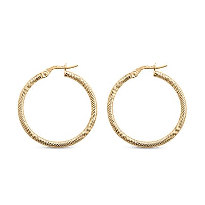 Italian 10K Yellow Gold Diamond-cut Hoop Earrings 1.35 Grams