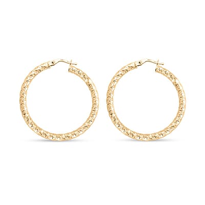 Italian 10K Yellow Gold Fancy Hoop Earrings 2.50 Grams