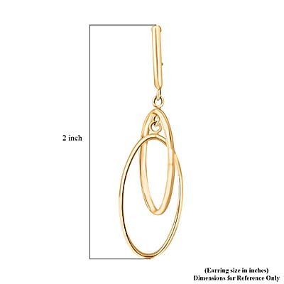 Italian 10K Yellow Gold Double Oval Drop Half Hoop Earrings 1.95 Grams