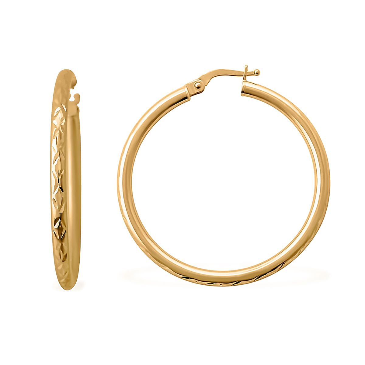 Italian Diamond-cut Hoop Earrings in 10K Yellow Gold 2 Grams image number 0