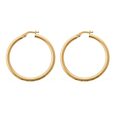 Italian Diamond-cut Hoop Earrings in 10K Yellow Gold 2 Grams