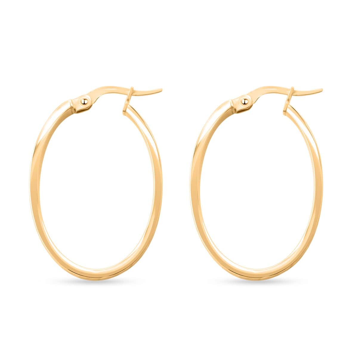 Italian 10K Yellow Gold Oval Hoop Earrings 1.70 Grams image number 3