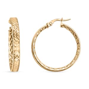 Italian 10K Yellow Gold Diamond-cut Hoop Earrings 2.45 Grams